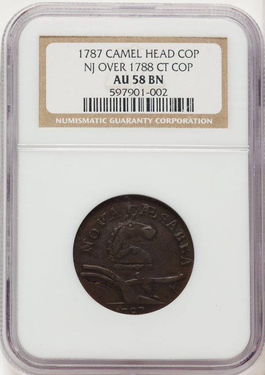 1787 New Jersey Copper Camel Head BN Colonials NGC AU58