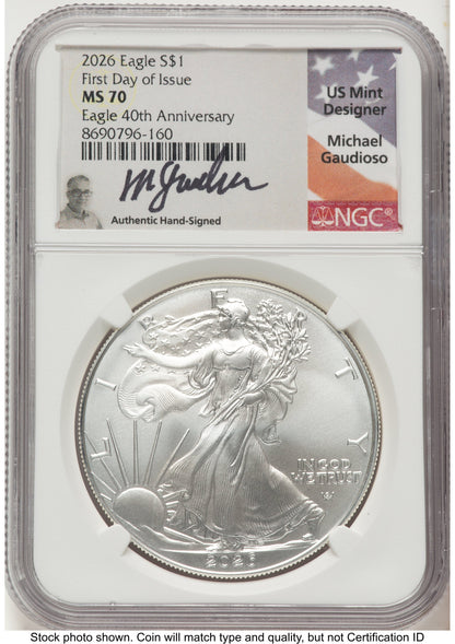 2026 Silver Eagle FDI Michael Gaudioso NGC MS70