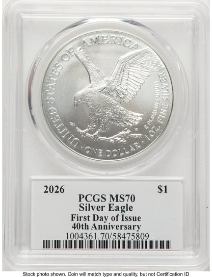 2026 Silver Eagle FDI Emily Damstra PCGS MS70
