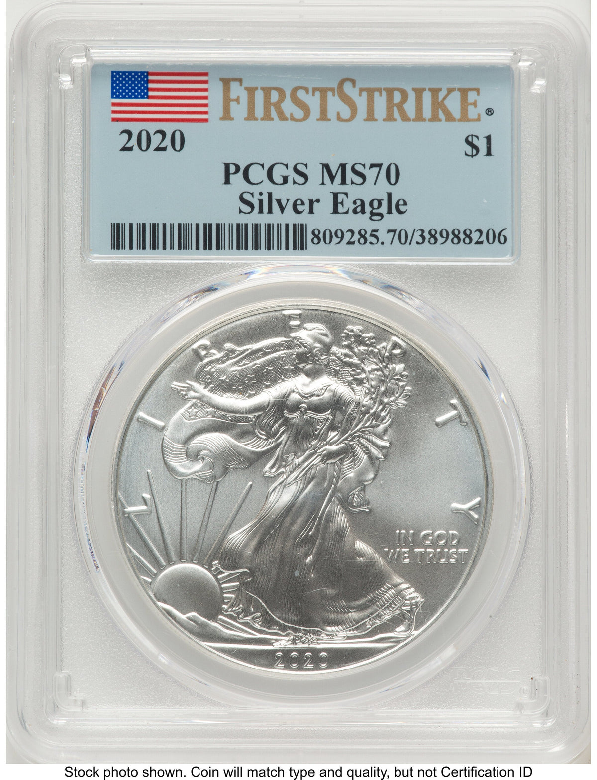 2020 Silver Eagle FS Flag PCGS MS70