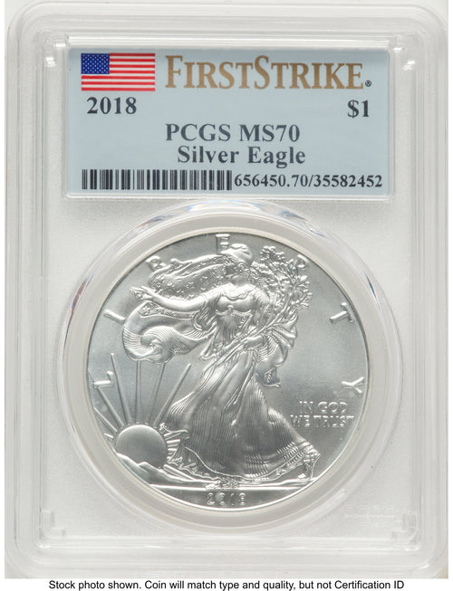 2018 Silver Eagle FS Flag PCGS MS70