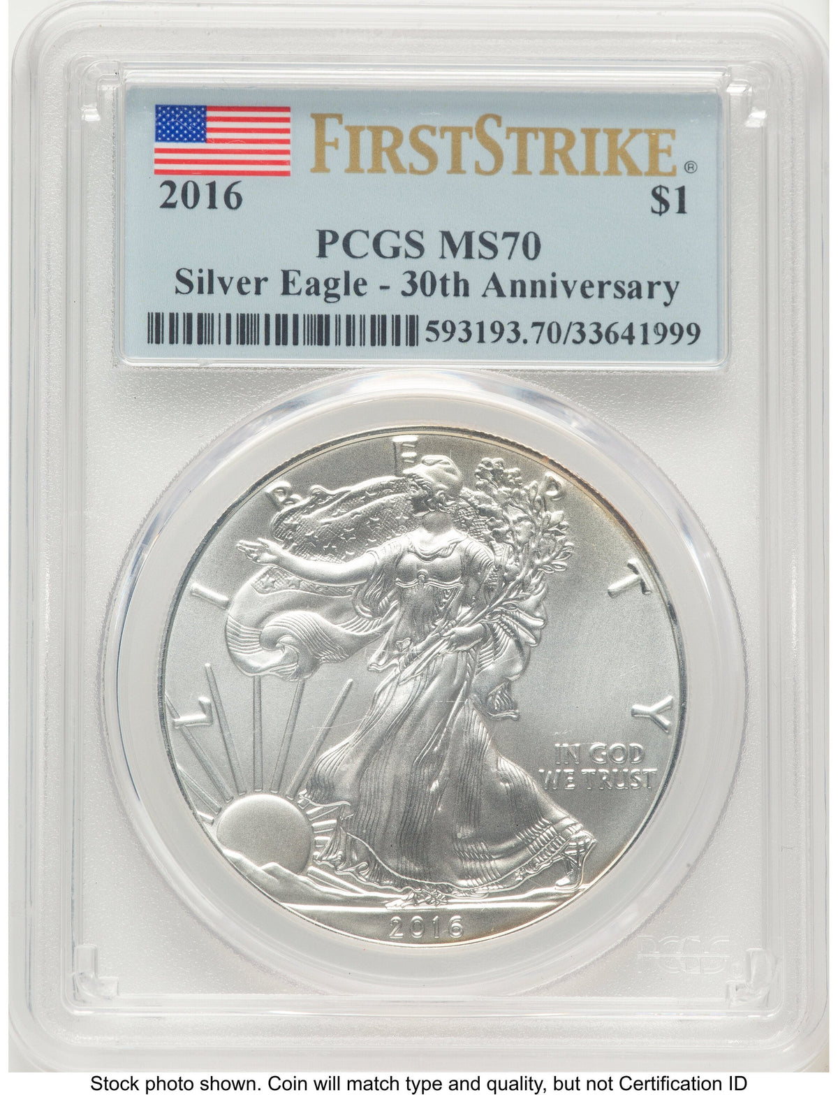 2016 Silver Eagle FS Flag PCGS MS70