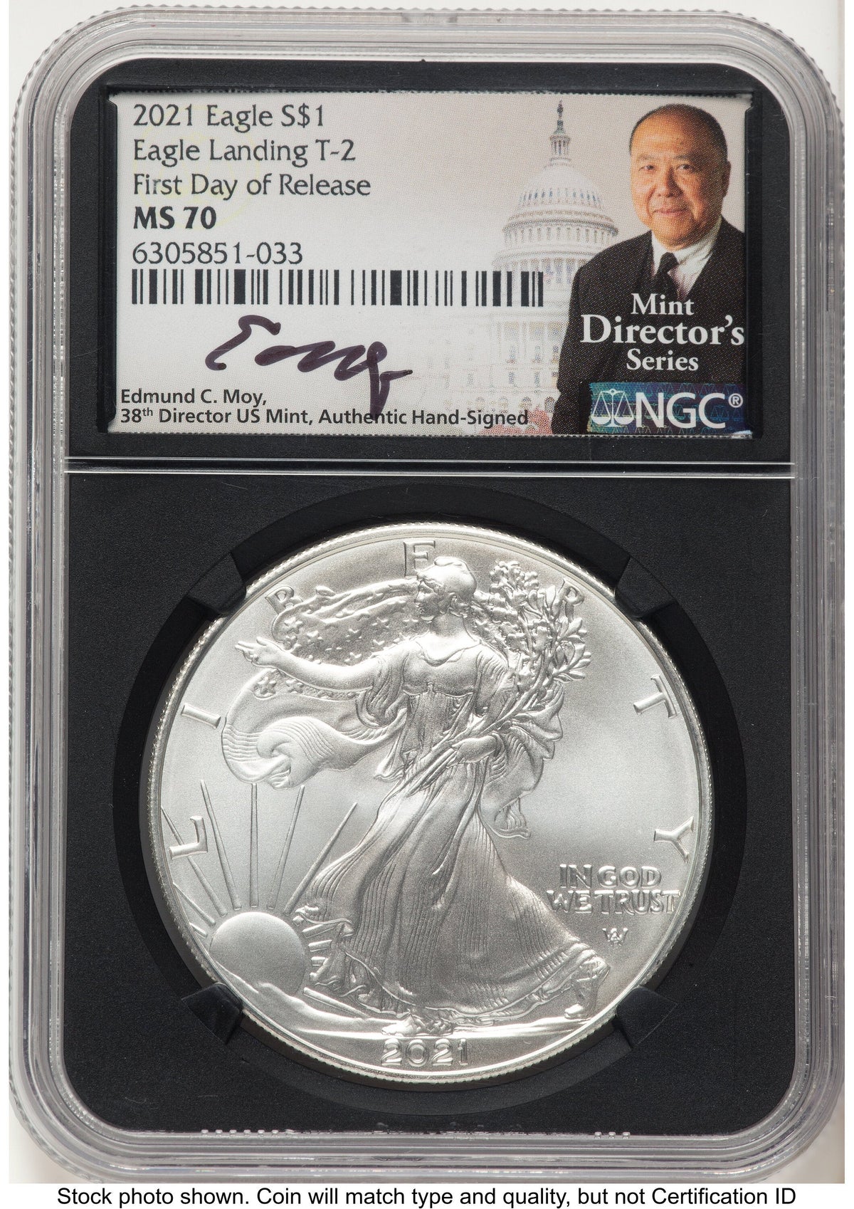 2021 Silver Eagle Type 2 FDR Mint Director's Series NGC MS70 Ed Moy