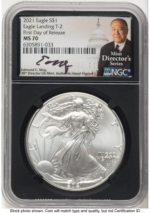 2021 Silver Eagle Type 2 FDR Mint Director's Series NGC MS70 Ed Moy