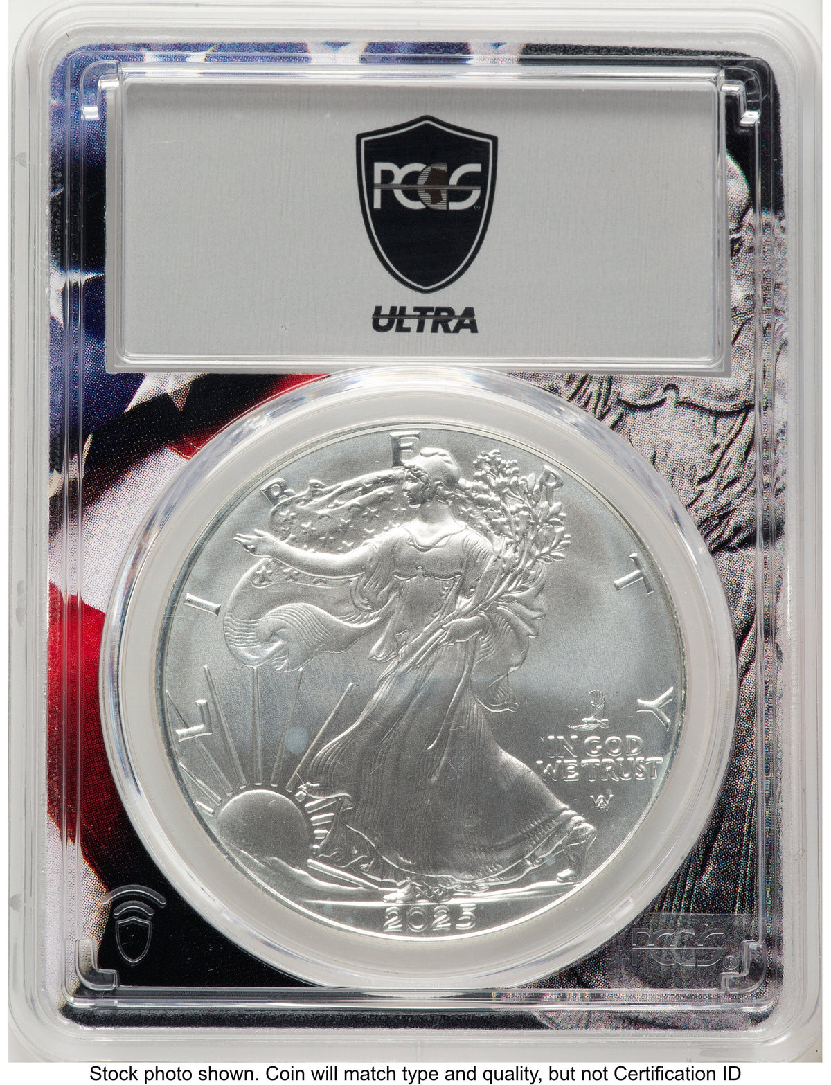 2025-(P) Silver Eagle (Privy Mark) Ultra Label Flag Core PCGS MS70