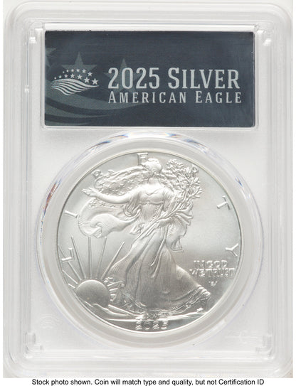2025-(W) Silver Eagle FDI 2025 Silver American Eagle Label PCGS MS70