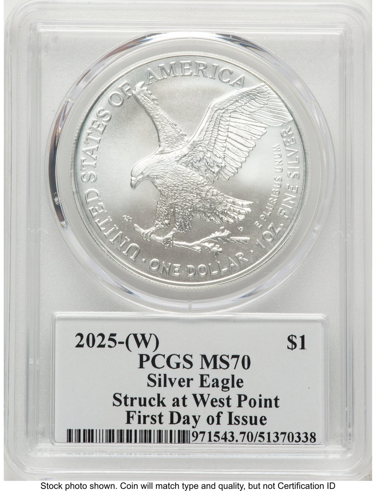 2025-(W) Silver Eagle FDI 2025 Silver American Eagle Label PCGS MS70