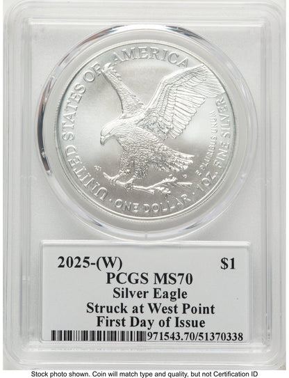 2025-(W) Silver Eagle FDI 2025 Silver American Eagle Label PCGS MS70