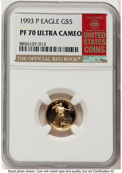1993-P Proof Gold Eagle 1/10 oz Red Book NGC PF70