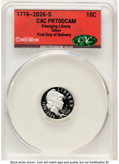 2026-S Semiquincentennial Dime 10C First Day of Delivery Red Book CACG PR70