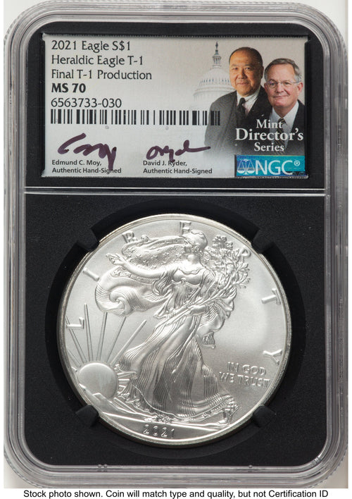 2021 Silver Eagle Type 1 /David J Ryder Mint Director's Series NGC MS70 Ed Moy