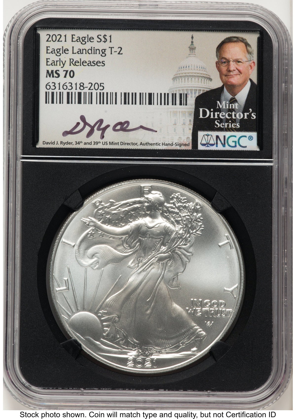2021 Silver Eagle Type 2 ER David J Ryder Mint Director's Series NGC MS70
