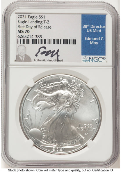 2021 Silver Eagle Type 2 FDR NGC MS70 Ed Moy