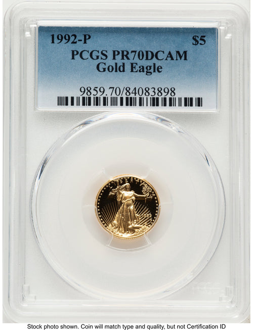 1992-P Proof Gold Eagle 1/10 oz Blue Gradient PCGS PR70