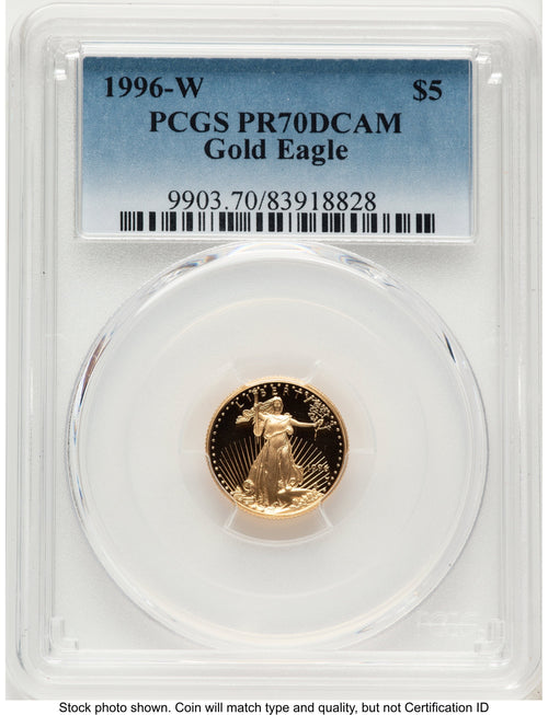 1996-W Proof Gold Eagle 1/10 oz Blue Gradient PCGS PR70