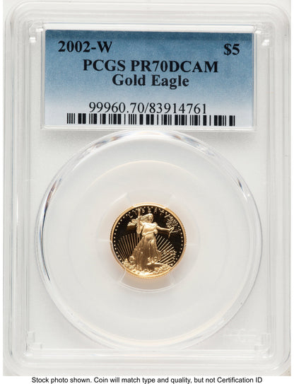 2002-W Proof Gold Eagle 1/10 oz Blue Gradient PCGS PR70