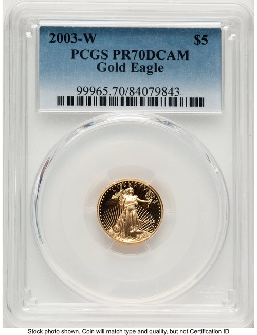 2003-W Proof Gold Eagle 1/10 oz Blue Gradient PCGS PR70
