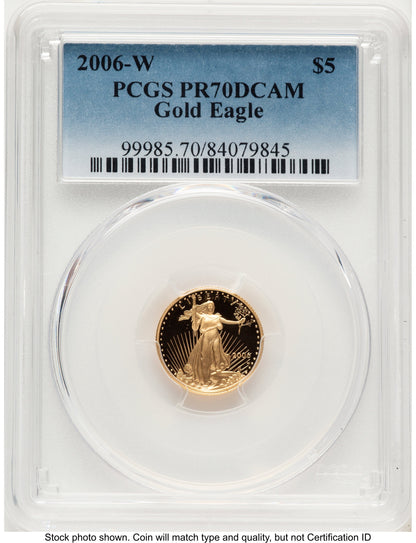 2006-W Proof Gold Eagle 1/10 oz Blue Gradient PCGS PR70