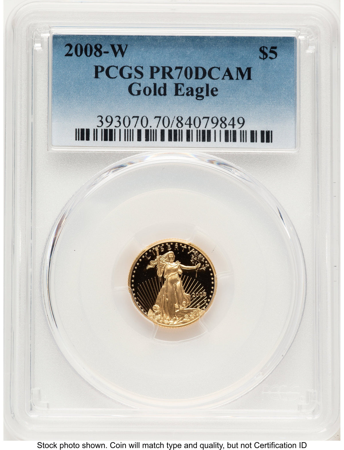 2008-W Proof Gold Eagle 1/10 oz Blue Gradient PCGS PR70