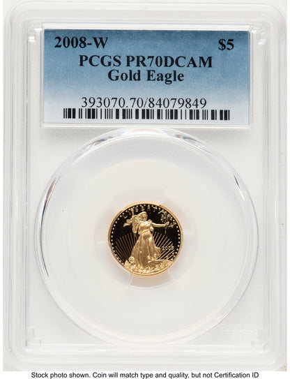 2008-W Proof Gold Eagle 1/10 oz Blue Gradient PCGS PR70