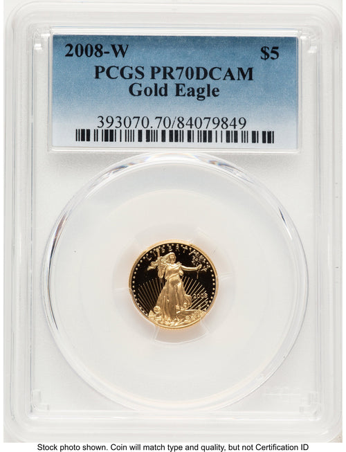 2008-W Proof Gold Eagle 1/10 oz Blue Gradient PCGS PR70