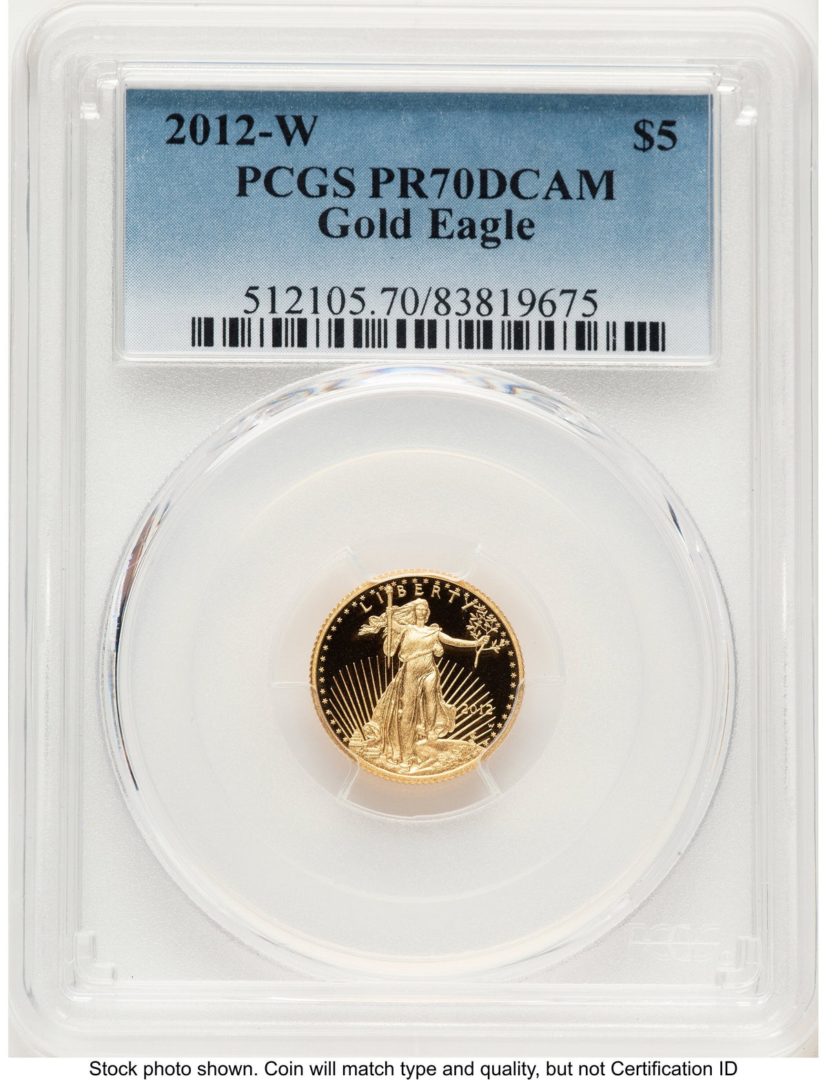 2012-W Proof Gold Eagle 1/10 oz Blue Gradient PCGS PR70
