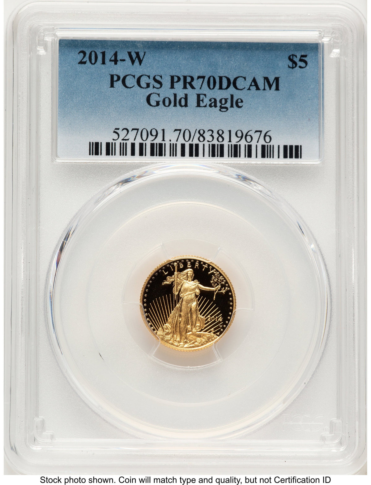 2014-W Proof Gold Eagle 1/10 oz Blue Gradient PCGS PR70