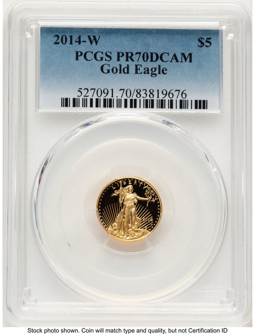 2014-W Proof Gold Eagle 1/10 oz Blue Gradient PCGS PR70