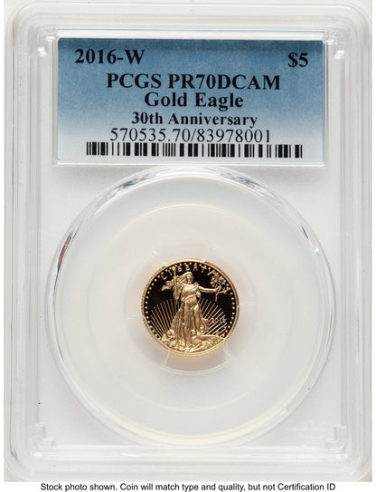 2016-W Proof Gold Eagle 1/10 oz Blue Gradient PCGS PR70