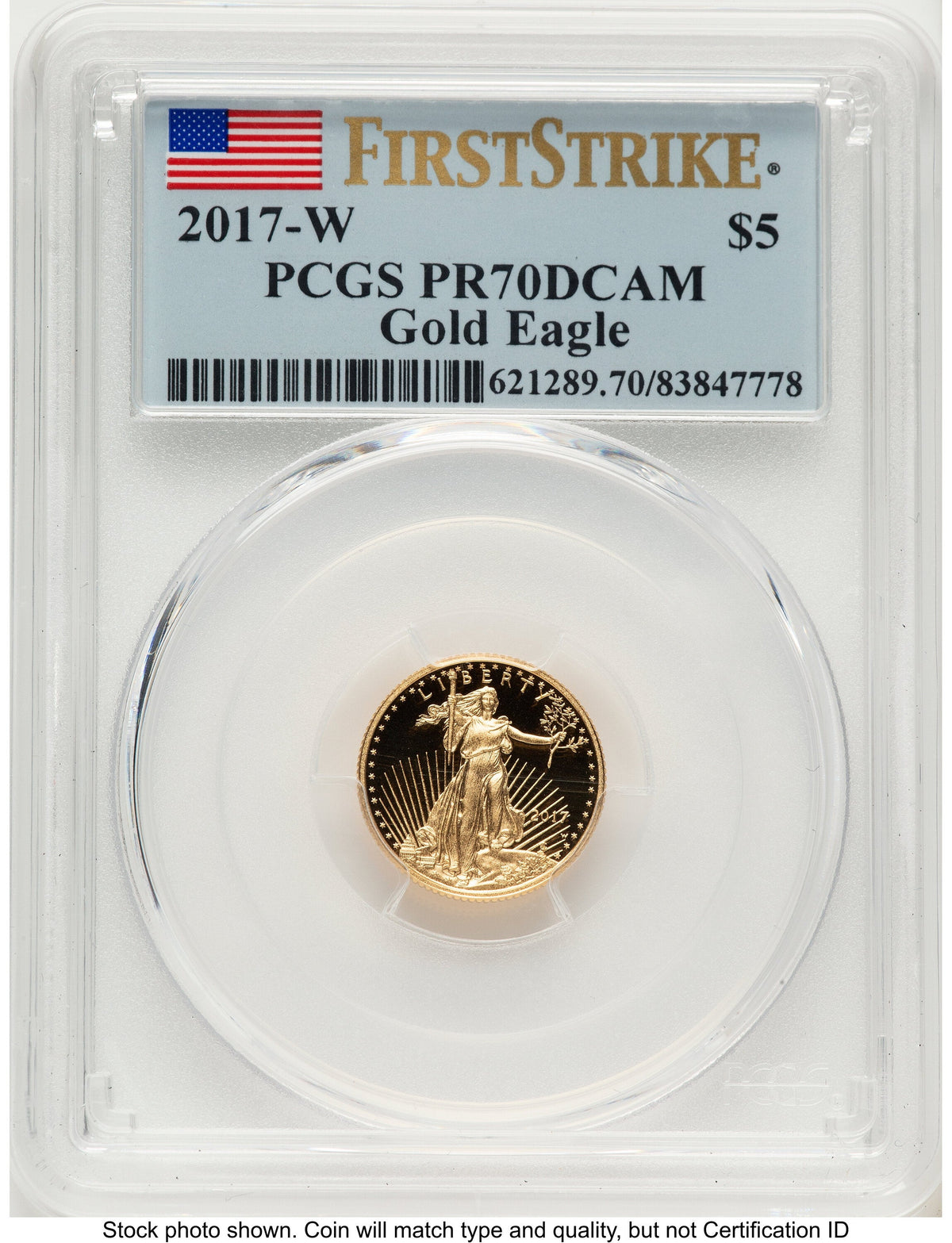 2017-W Proof Gold Eagle 1/10 oz FS Flag PCGS PR70