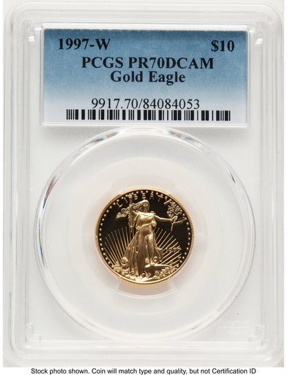 1997-W Proof Gold Eagle 1/4 oz Blue Gradient PCGS PR70