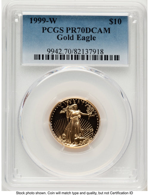 1999-W Proof Gold Eagle 1/4 oz Blue Gradient PCGS PR70