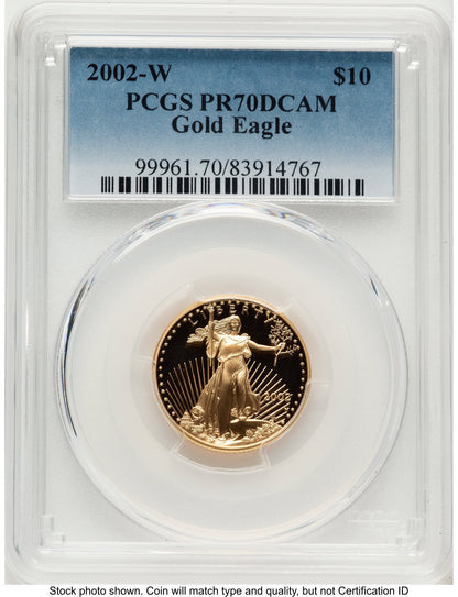 2002-W Proof Gold Eagle 1/4 oz Blue Gradient PCGS PR70