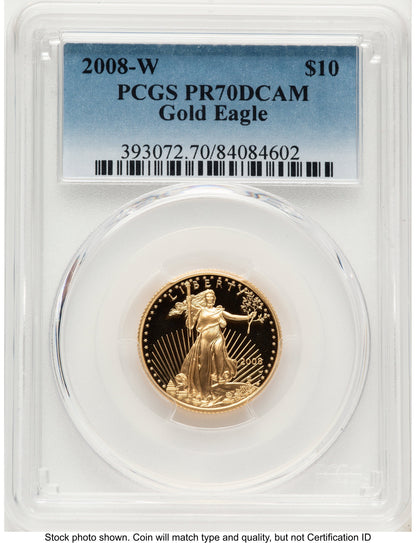 2008-W Proof Gold Eagle 1/4 oz Blue Gradient PCGS PR70