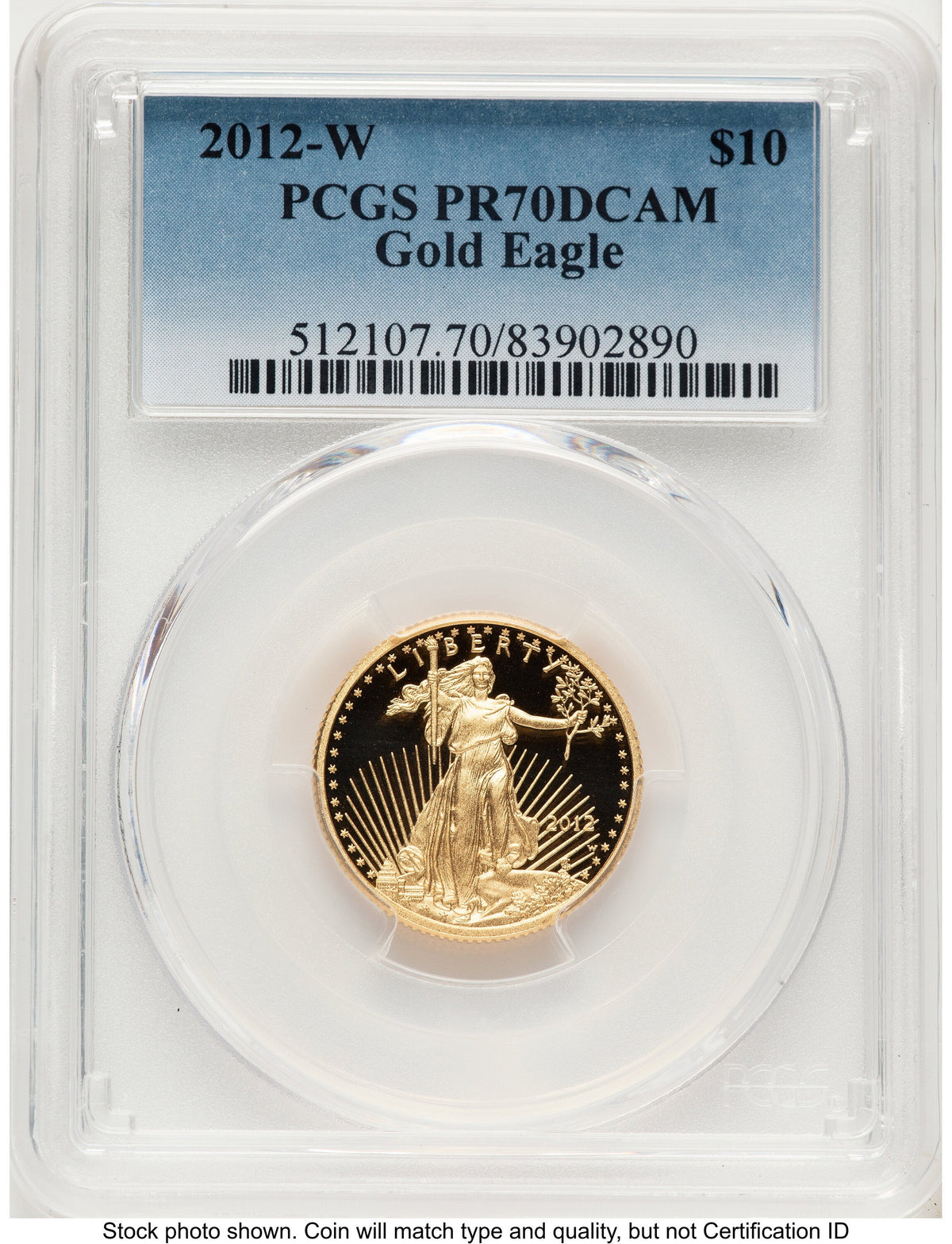 2012-W Proof Gold Eagle 1/4 oz Blue Gradient PCGS PR70