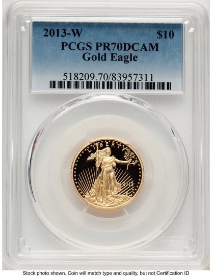2013-W Proof Gold Eagle 1/4 oz Blue Gradient PCGS PR70