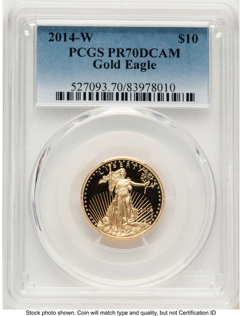 2014-W Proof Gold Eagle 1/4 oz Blue Gradient PCGS PR70