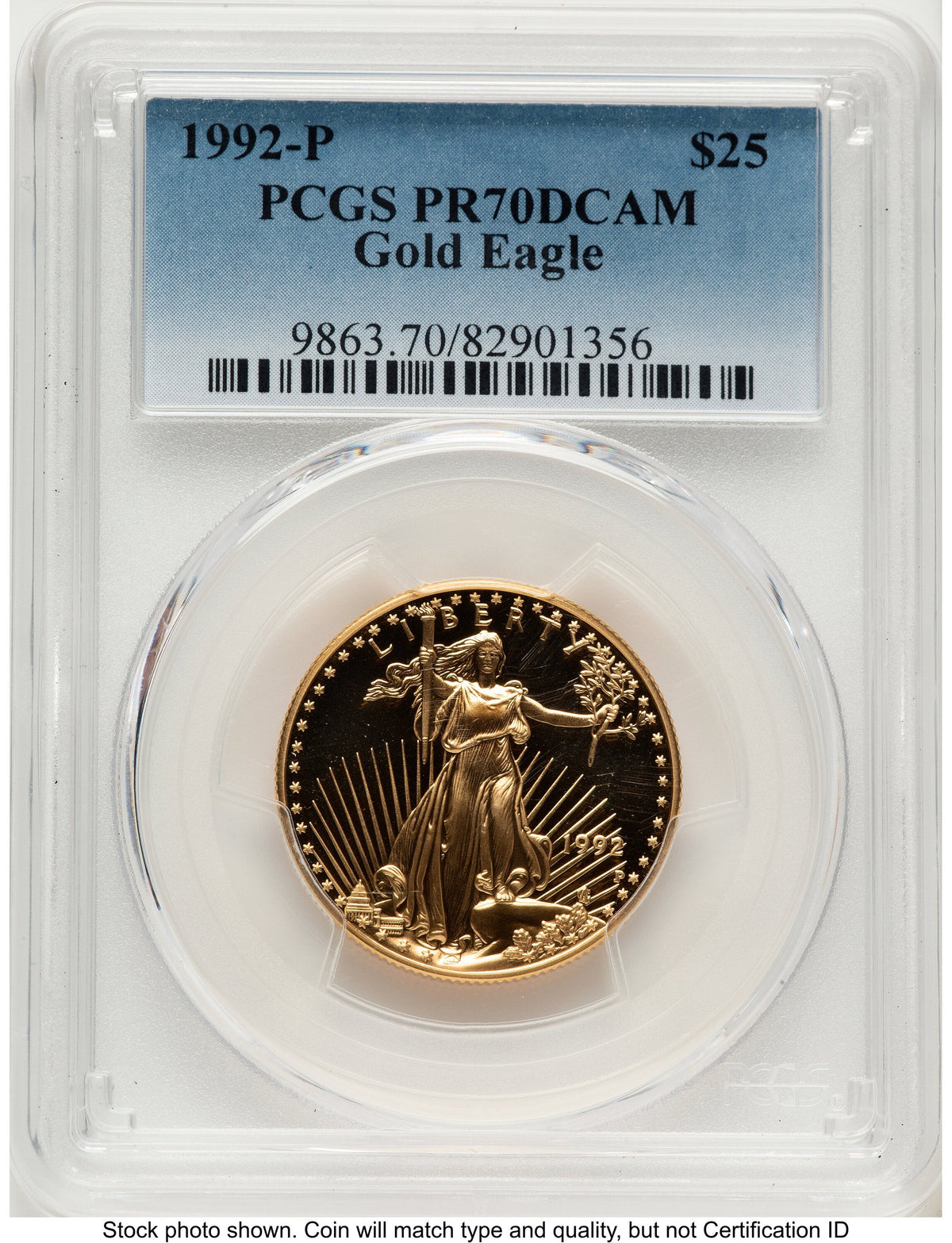 1992-P Proof Gold Eagle 1/2 oz Blue Gradient PCGS PR70