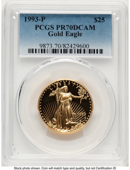 1993-P Proof Gold Eagle 1/2 oz Blue Gradient PCGS PR70