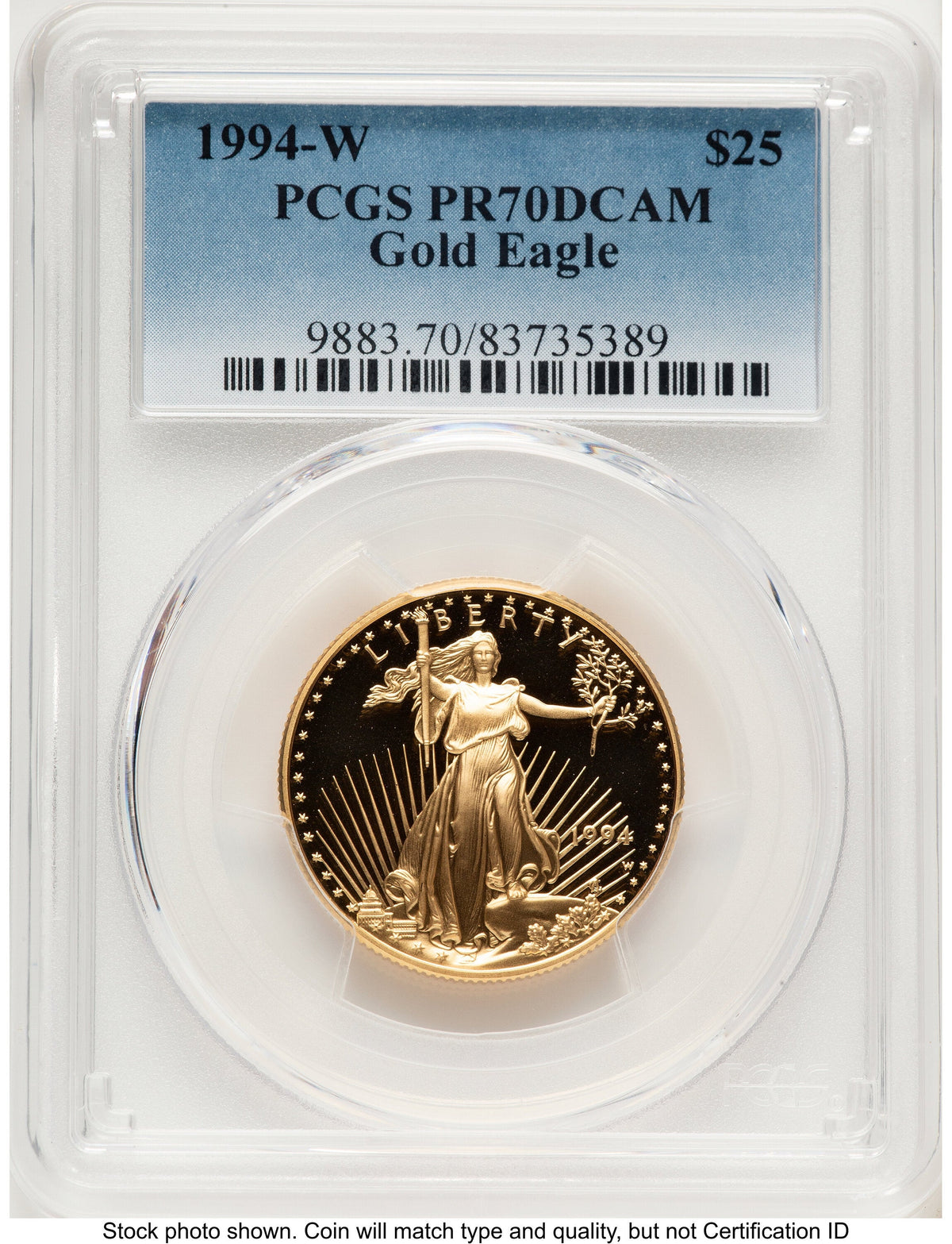 1994-W Proof Gold Eagle 1/2 oz Blue Gradient PCGS PR70