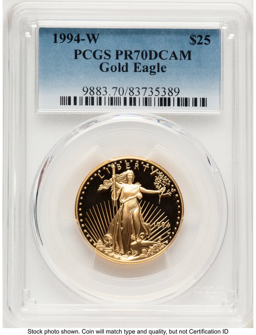 1994-W Proof Gold Eagle 1/2 oz Blue Gradient PCGS PR70