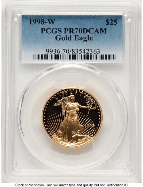 1998-W Proof Gold Eagle 1/2 oz Blue Gradient PCGS PR70
