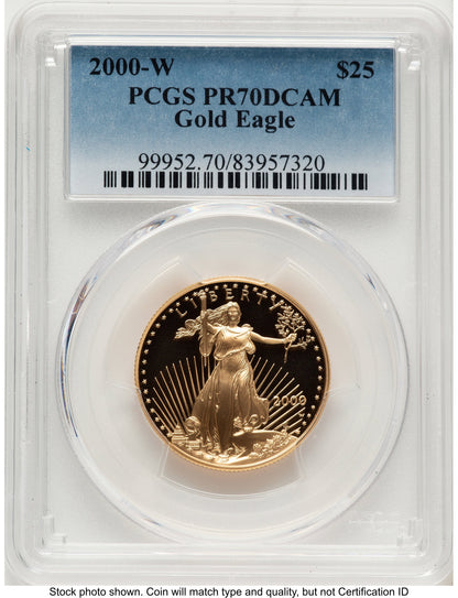 2000-W Proof Gold Eagle 1/2 oz Blue Gradient PCGS PR70