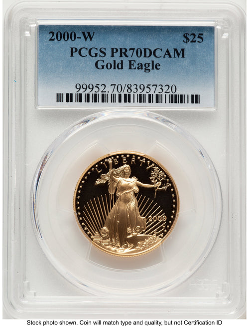 2000-W Proof Gold Eagle 1/2 oz Blue Gradient PCGS PR70