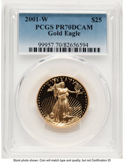 2001-W Proof Gold Eagle 1/2 oz Blue Gradient PCGS PR70