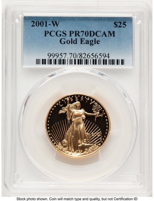 2001-W Proof Gold Eagle 1/2 oz Blue Gradient PCGS PR70