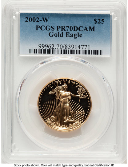 2002-W Proof Gold Eagle 1/2 oz Blue Gradient PCGS PR70
