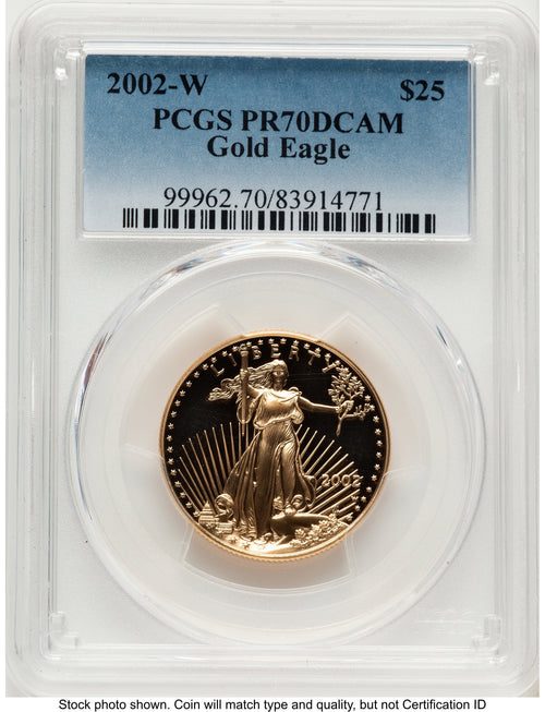 2002-W Proof Gold Eagle 1/2 oz Blue Gradient PCGS PR70