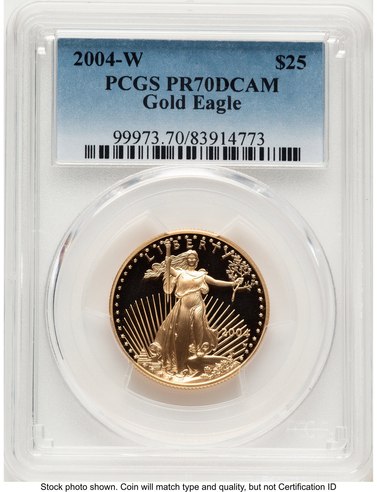 2004-W Proof Gold Eagle 1/2 oz Blue Gradient PCGS PR70