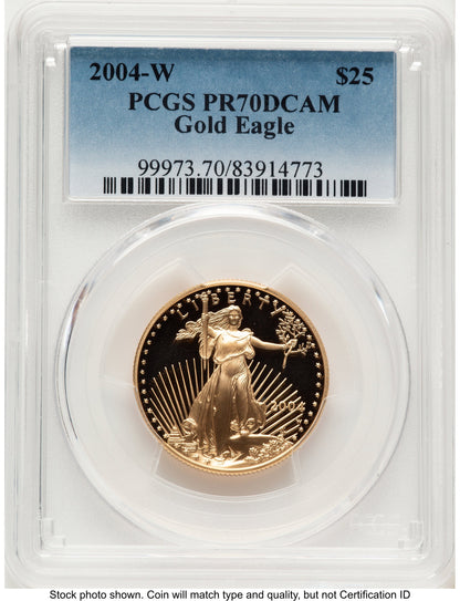 2004-W Proof Gold Eagle 1/2 oz Blue Gradient PCGS PR70